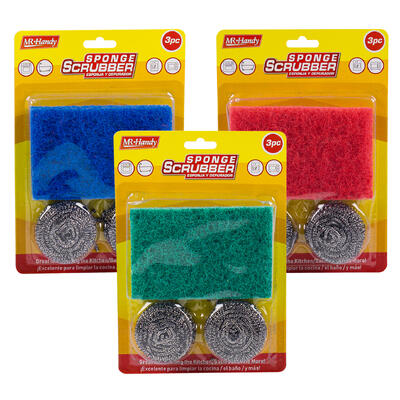 mr. handy 3pc sponge scrubber set w scour pad -- 48 per case