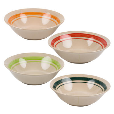 hand painted stripe bowl- 7 - assorted colors -- 36 per case