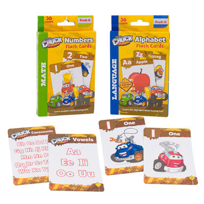 chuck and friends 36ct educational flash cards -- 24 per case