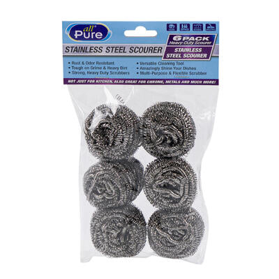 all pure 6pc stainless steel scourer -- 48 per case