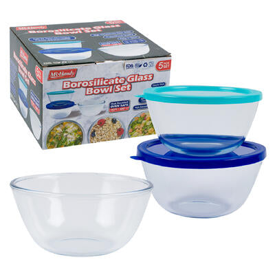 mr. handy 5pc borosilicate glass bowl set -- 6 per case