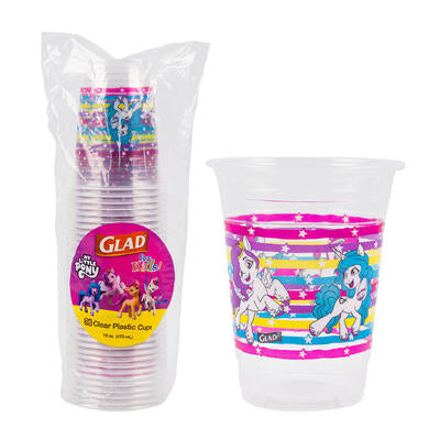 my little pony 36pc glad plastic cups- 16oz -- 10 per case