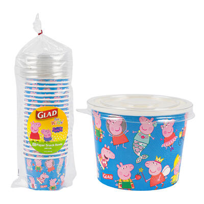 peppa pig 20pc glad paper bowl w lid- 12oz -- 6 per case