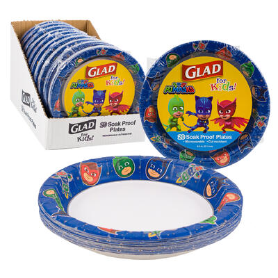 pj mask 20pc glad paper plates for kids- 8.5 -- 10 per case