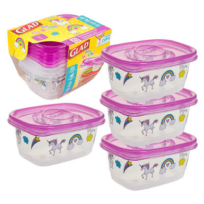 glad 4ct food storage for kids w lid- 24oz -- 6 per case