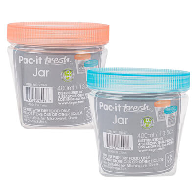 square clear plastic jar- 13.5oz- 2 assortments -- 48 per case