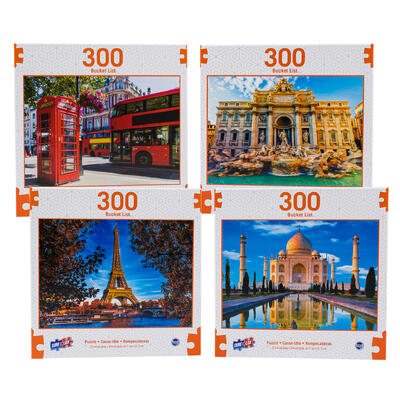 bucket list 300pc puzzle- 4 assortments -- 6 per case