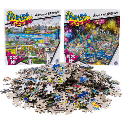 charles fazzino 1000pc puzzle- asst as is -- 6 per case