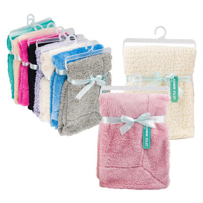 little mimos sherpa blanket- 39x29 - assorted -- 24 per case