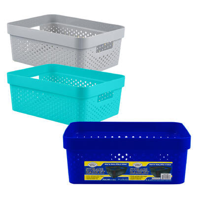 plastic basket- 14 lx10 w- assorted colors -- 24 per case