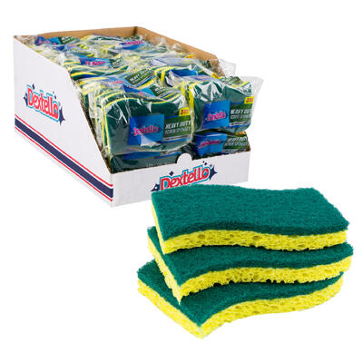 3pk heavy duty scrub sponge -- 24 per case