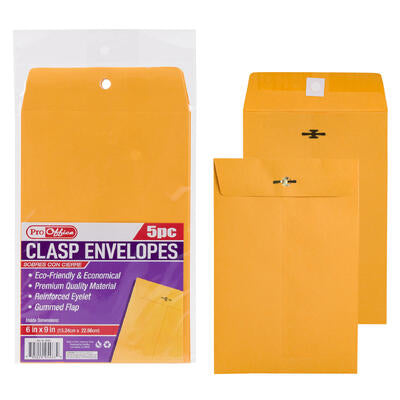proffice 5pc clasp mailer- yellow- 6 x9 -- 48 per case