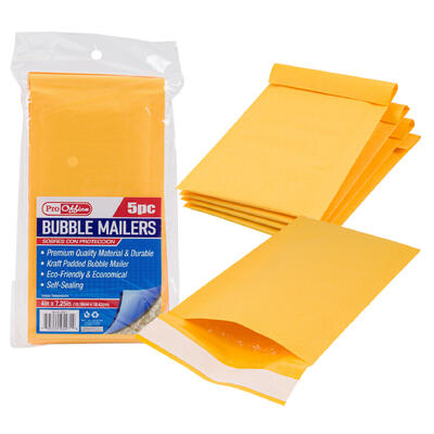 proffice 5pc bubble mailer- 4 x7.25 - yellow -- 48 per case