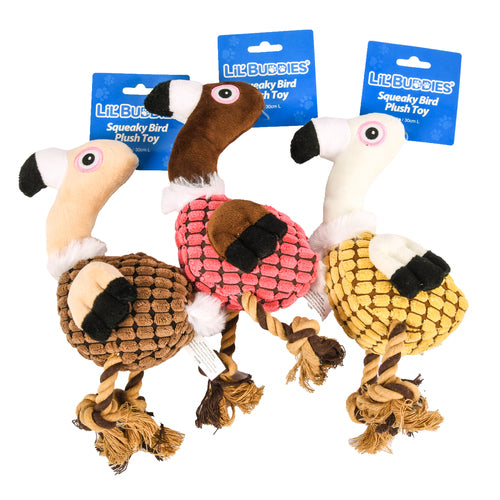 lil buddies pet chewing squeaky bird fabric w asst clrs -- 12 per box