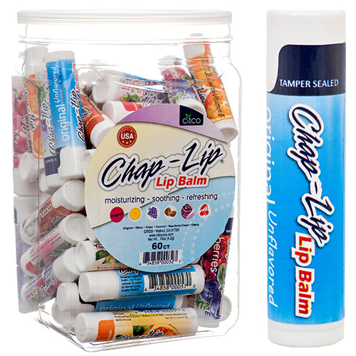 chap-lip lip balm plastic canister asst -- 60 per box