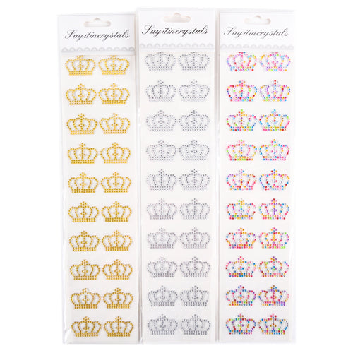 crown shaped crystal gems 3assorted colors -- 12 per box