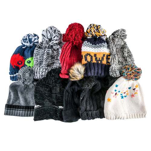 hw pom pom beanie assorted colors designs -- 12 per box