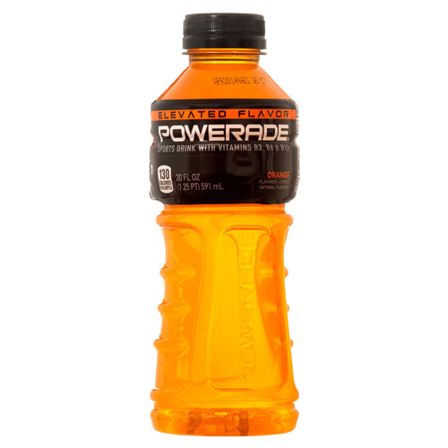 powerade 20 oz orange - electrolyte enhanced drink -- 24 per case