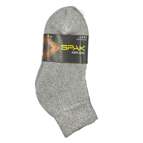 mens 4pair quarter socks- grey sz9-11 -- 3 per box