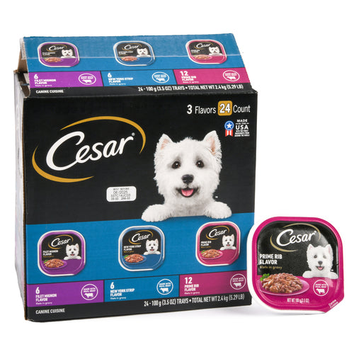 cesar dog food varitety pack 3 flavors 3.5 oz -- 24 per case