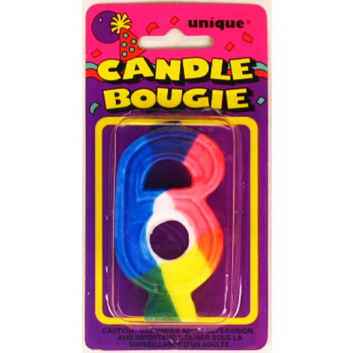 unique #350-6 numeric candles - 6 inch  -- 6 per box