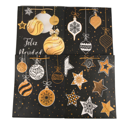 hx gift bag merry christmas blk md asst design 4755 -- 12 per box