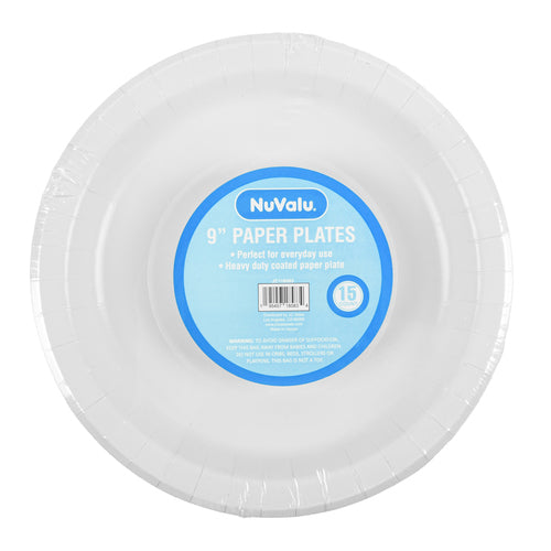 nuvalu paper plate round 9 15ct white coated -- 36 per case