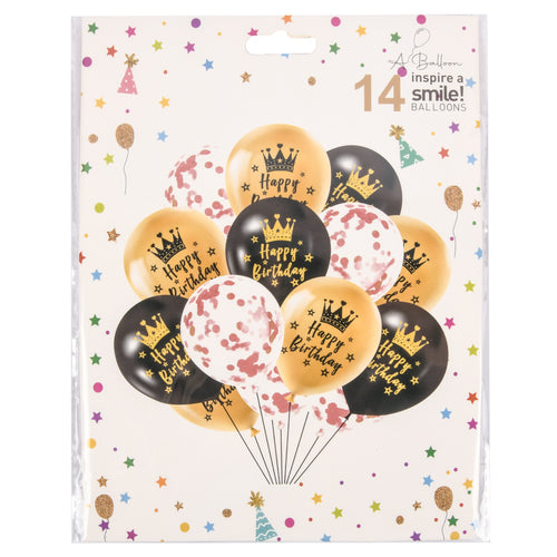 birthday balloons 14pc confetti letter -- 12 per box