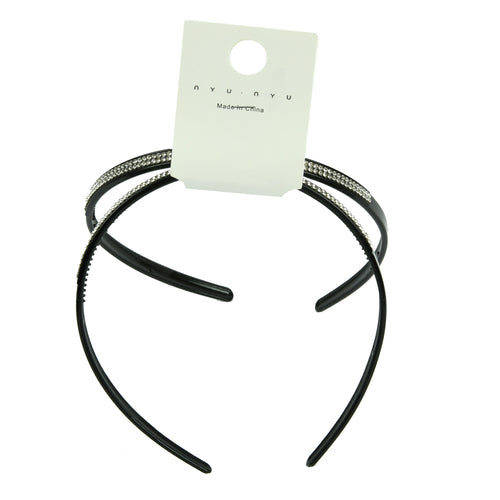 headband 2pc black w rhinestones -- 12 per box