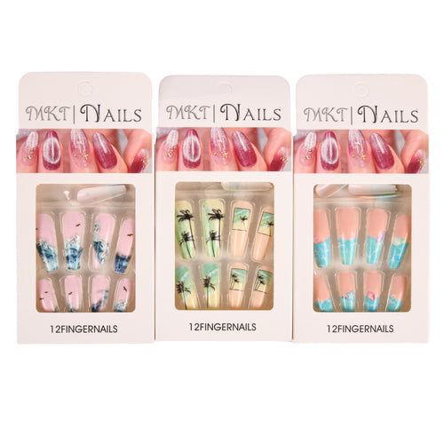 false nail summer design asst color -- 12 per box