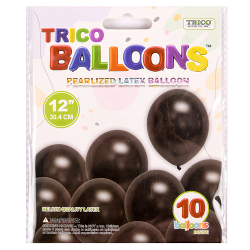 trico 12 pearlized latex balloon 10ct black -- 10 per box