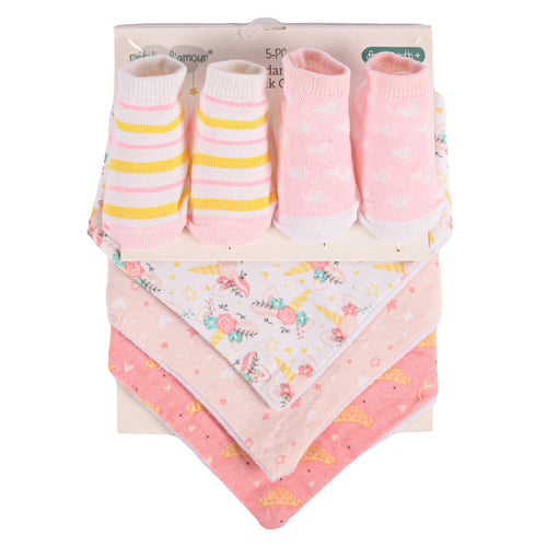 petite l amour girl bandana bib sock gift set 5 pc -- 12 per box