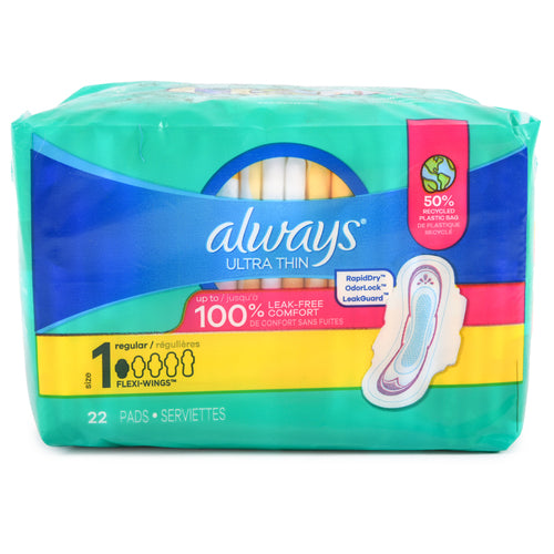 always ultra thin pad size1 22 ct -- 6 per case