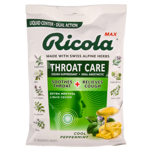 ricola throat care drops w herbs 34ct -- 36 per case