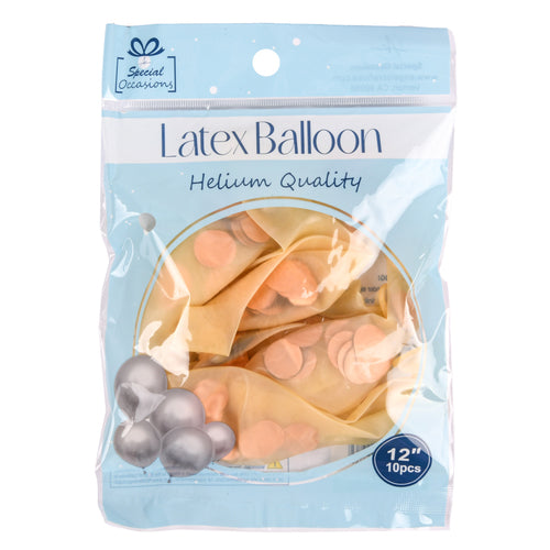 angels craft latex balloon 12 10ct clear with rose gold confetti -- 48 per case