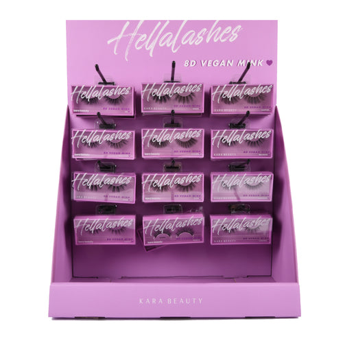 kara beauty 8d vegan mink lashes display set -- 144 per case