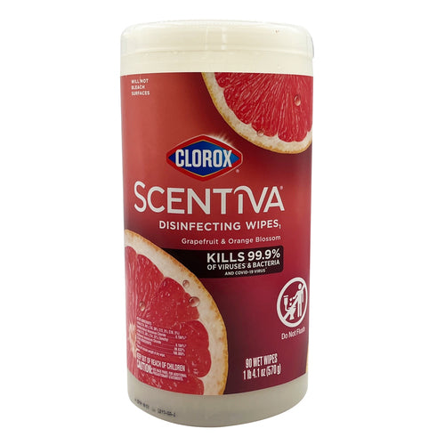 clorox scentiva disinfecting wipes grapefruit 90 ct -- 12 per case