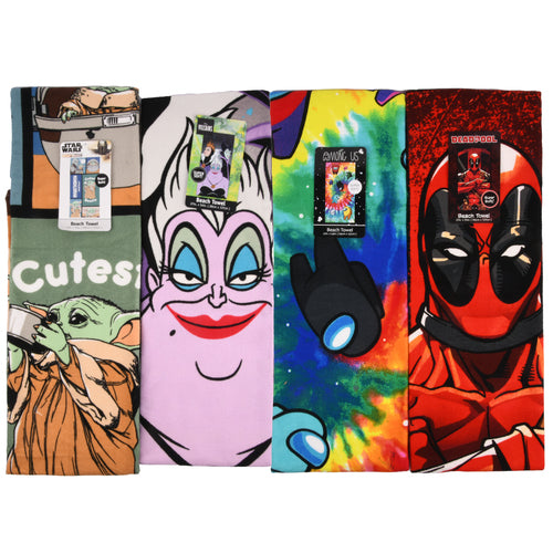 disney asst licensed character beach towel -- 24 per case