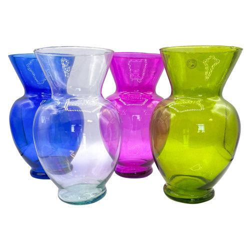 ginger glass vase asst color 9.5hx5.25 -- 8 per case
