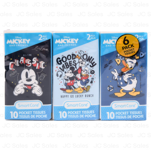 mickey donald duck pocket facial tissue 10ct 6 pk -- 24 per case