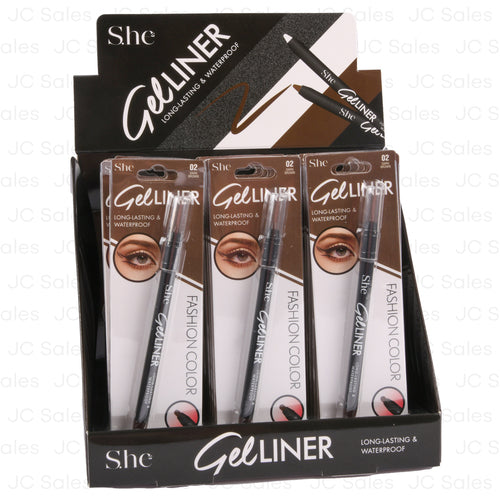 s.he gel eyeliner waterproof dark brown -- 24 per box