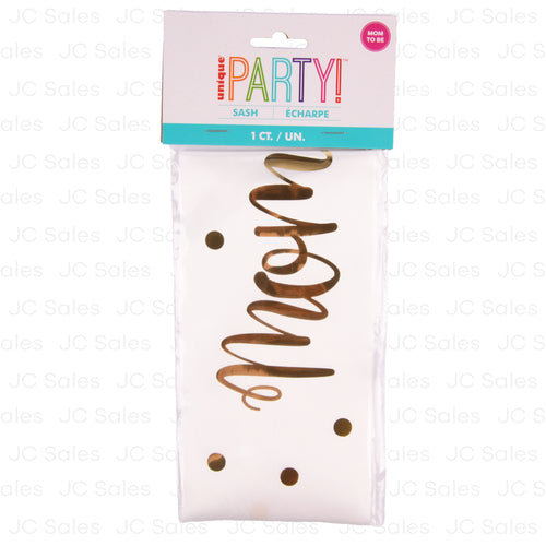 gold foil mom to be satin sash -- 12 per box