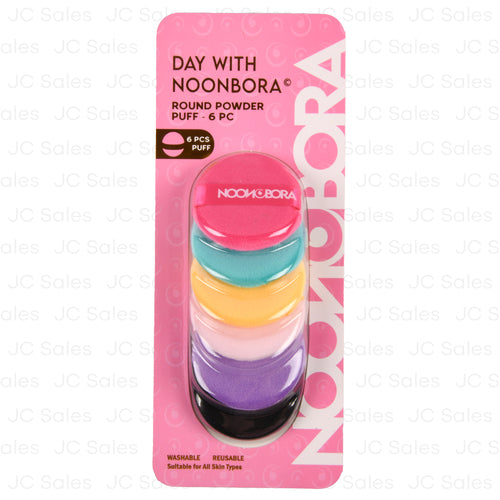 noonbora round powder puff asst 6pc -- 12 per box