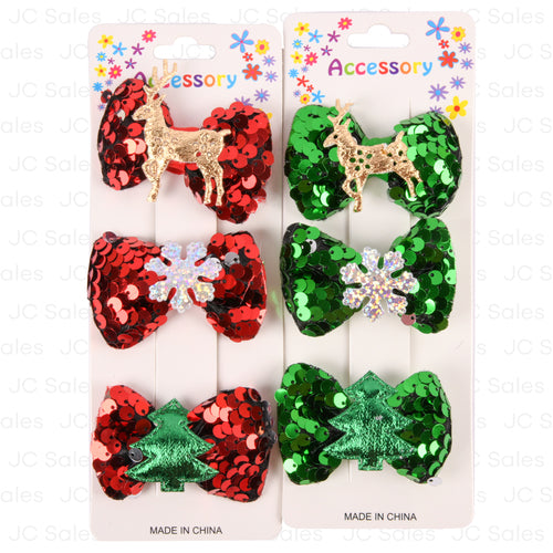hx hair sequin bow asst col 3pc -- 12 per box