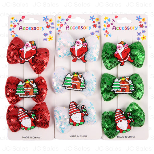 hx hair sequin bow w rubber figure asst 3pc -- 12 per box