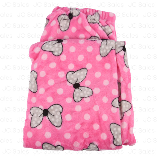 hw fleece pajama pants pink w bows -- 12 per box