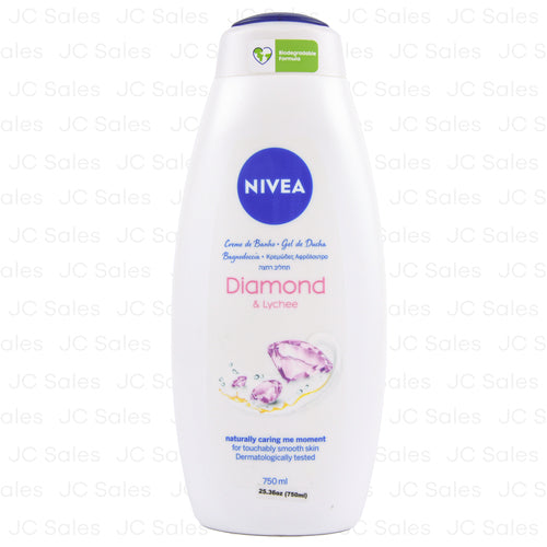 nivea body wash diamond lychee 750ml -- 12 per case