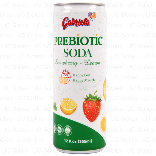 gabriela prebiotic soda straw-lemon 355 ml -- 24 per case