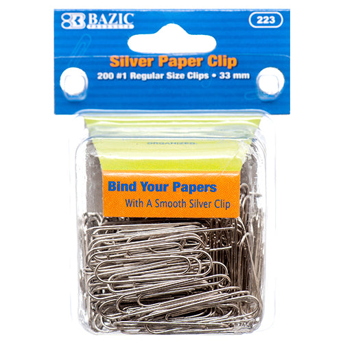 #bazic 33mm paper clips - reg size - 200pc -- 24 per box