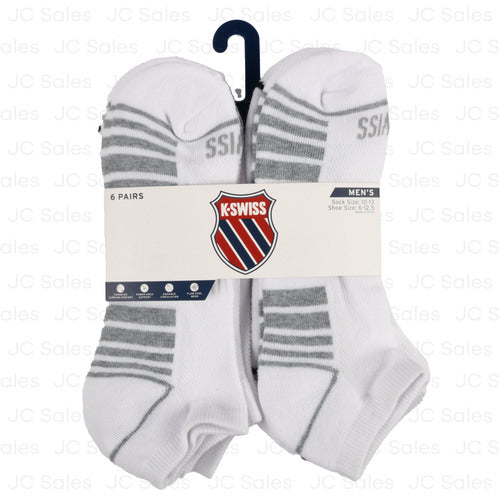 k-swiss mens low cut socks mesh sz 10-13 6 pr -- 3 per box